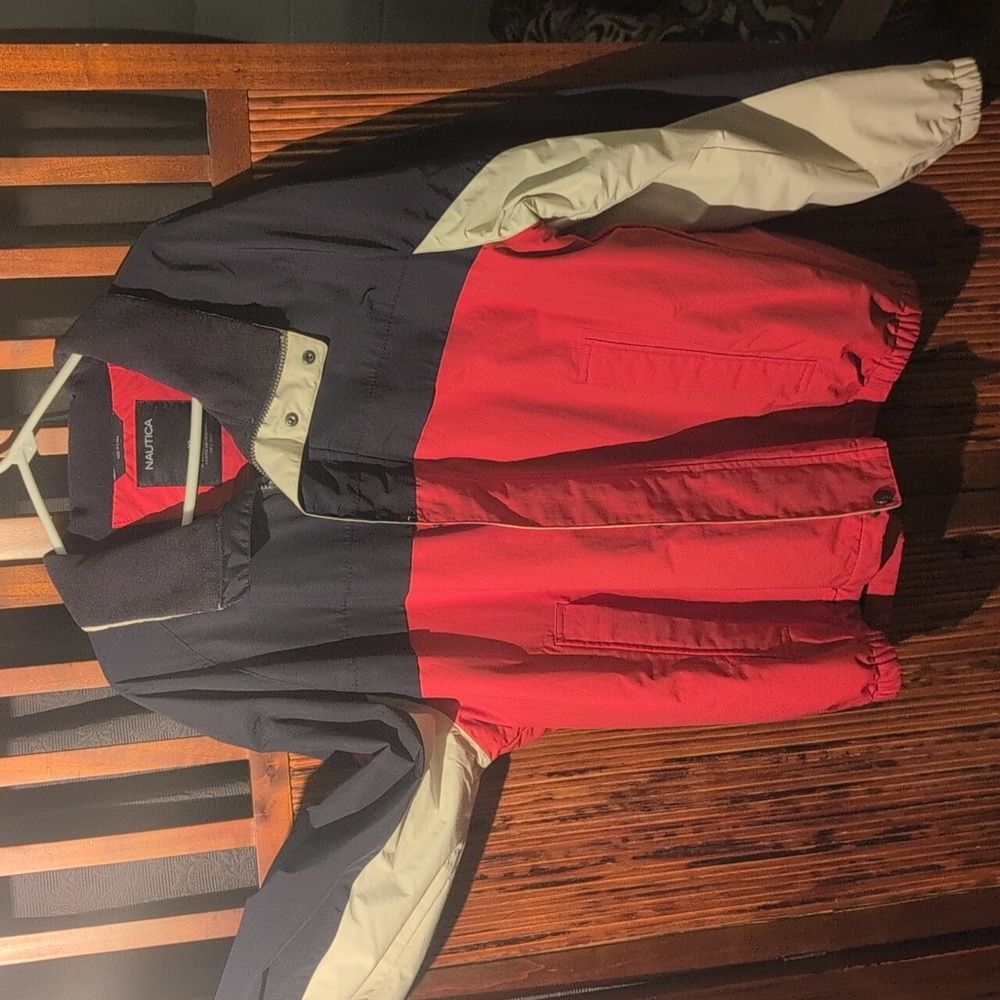 Nautica Red and Blue Color-Blocked Jacket